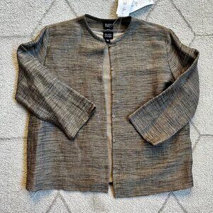 NWT Eileen Fisher Cotton/Linen Bronze Brown Coordinating Jacket/Skirt Sz S